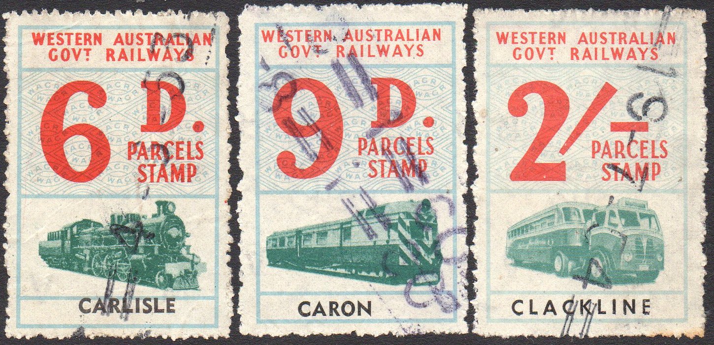 Western Australia Railway Parcels Stamps Carlisle Caron Clackline